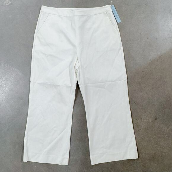 Antonio Melani Aveida Stretch Pique Straight Leg Cropped Pants Ivory Sz 14 NWT - Picture 2 of 11